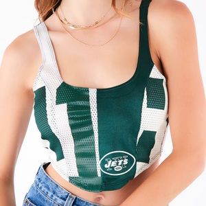 LF Stores Vintage Spliced New York Jets Jersey Corset Tank Top